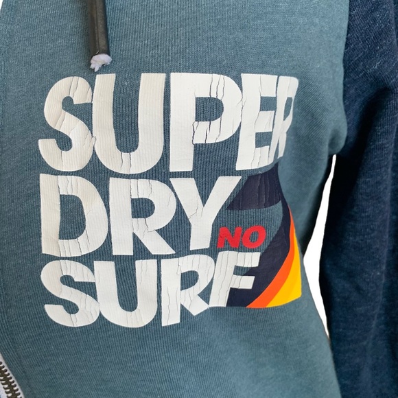 Closet clean out! NWT Superdry No Surf No 7 Light Raglan Zip Hoodie Small - Picture 2 of 9